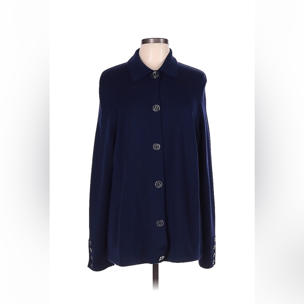 Sak’s 5th Avenue plus size 100%merino cardigan sweater size 2X Navy